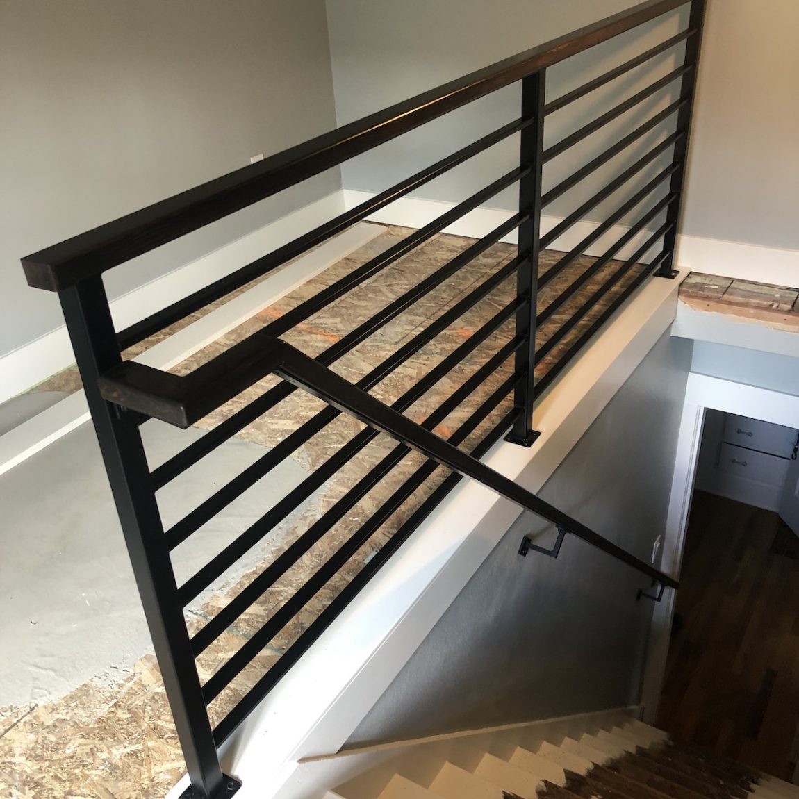 Custom build iron railing with wood handle